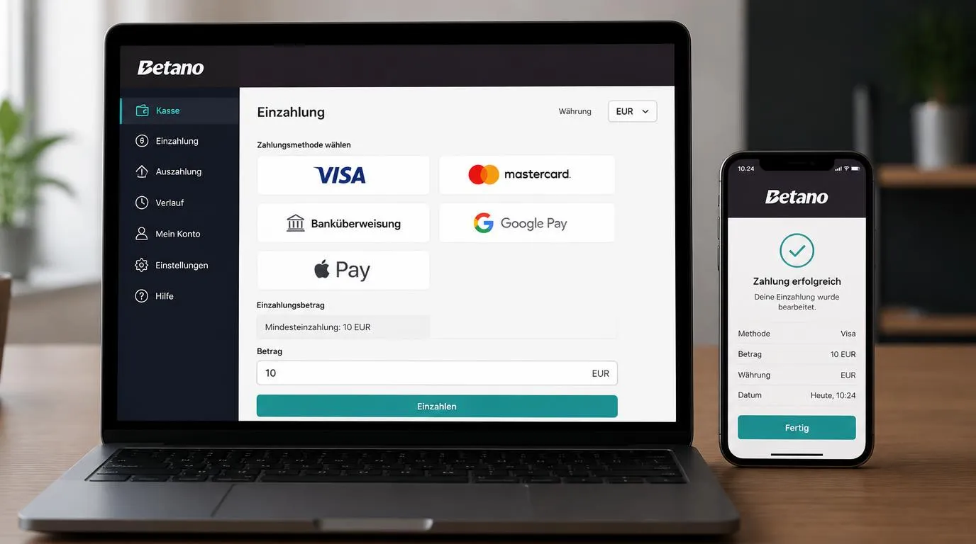 Kassenansicht mit Kartenzahlung, Banküberweisung, mobilen Wallets und Auswahl der Kontowährung